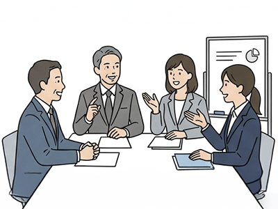 4人男女のチームでコミュニケーション